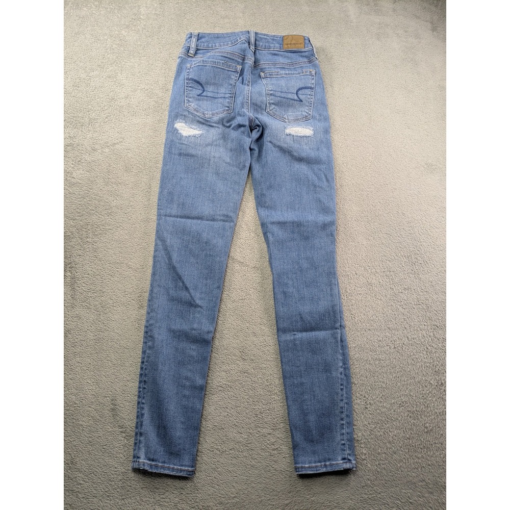 American Eagle Womens 00 Super Stretch X Hi-Rise Distressed Jegging Skinny Jeans - Picture 3 of 13